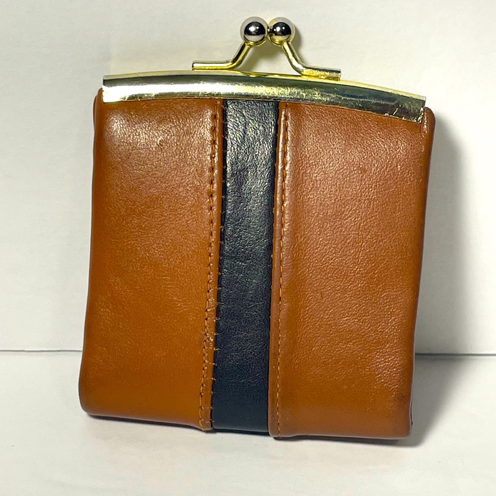 Vintage Roger Gimbel Coin Purse - Brown with Black Stripe